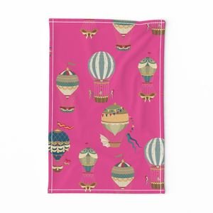 Vintage Hot Air Balloons on Hot Pink Home Styling Collection Design Collection hot pink tea towel design