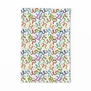 Neon Snakeys Bright Colored Snakes Design Collection Home Decor Collection neon blue tea towel design