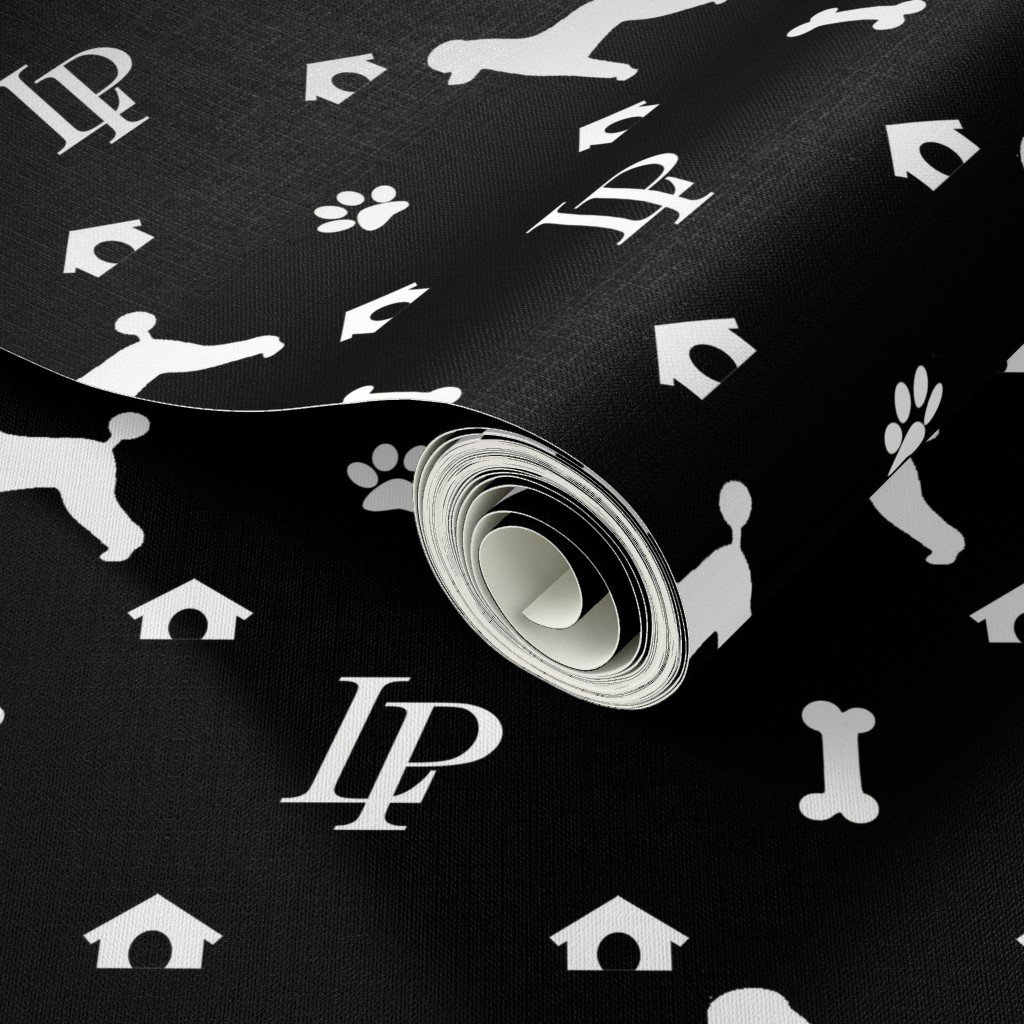 Luxury Louis Poodle Pet Dog Print Black & White Wallpaper louis dog wallpaper