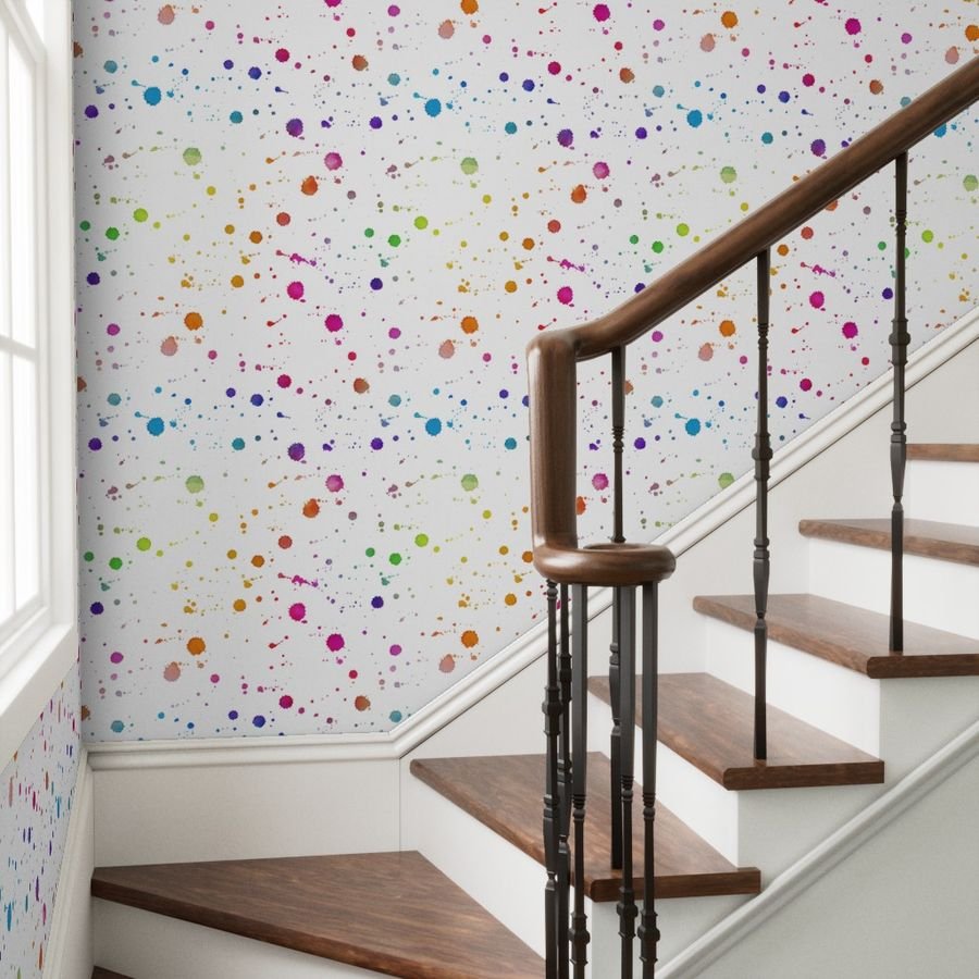Rainbow Bright Pastel Watercolor Drops Splatters and Dribbles Wallpaper rainbow brights wallpaper