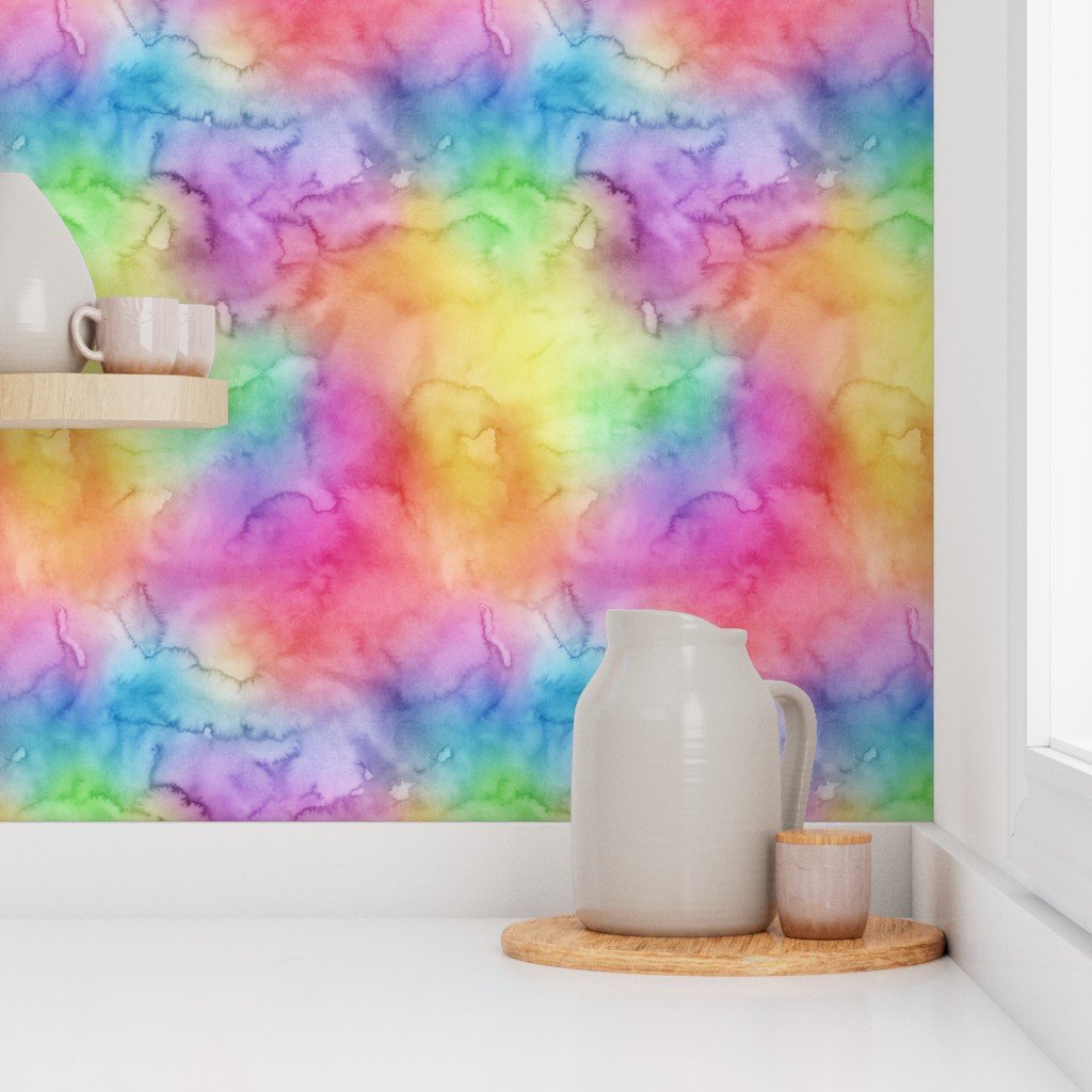Bright Yellow Green Blue Pink Pastel Rainbow Watercolor Ombre Shades Wallpaper rainbow brights wallpaper