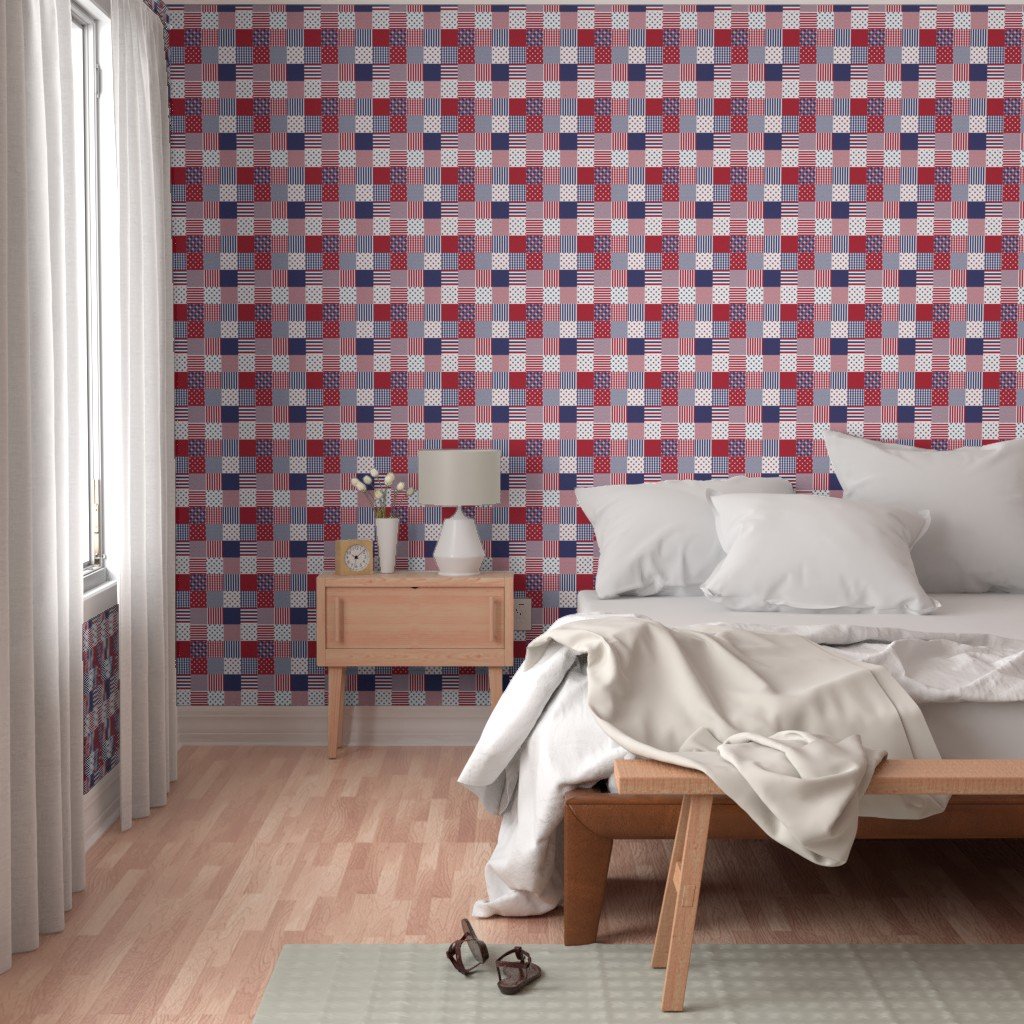 USA Micro Flag Patchwork Quilt Squares Wallpaper usa flag wallpaper