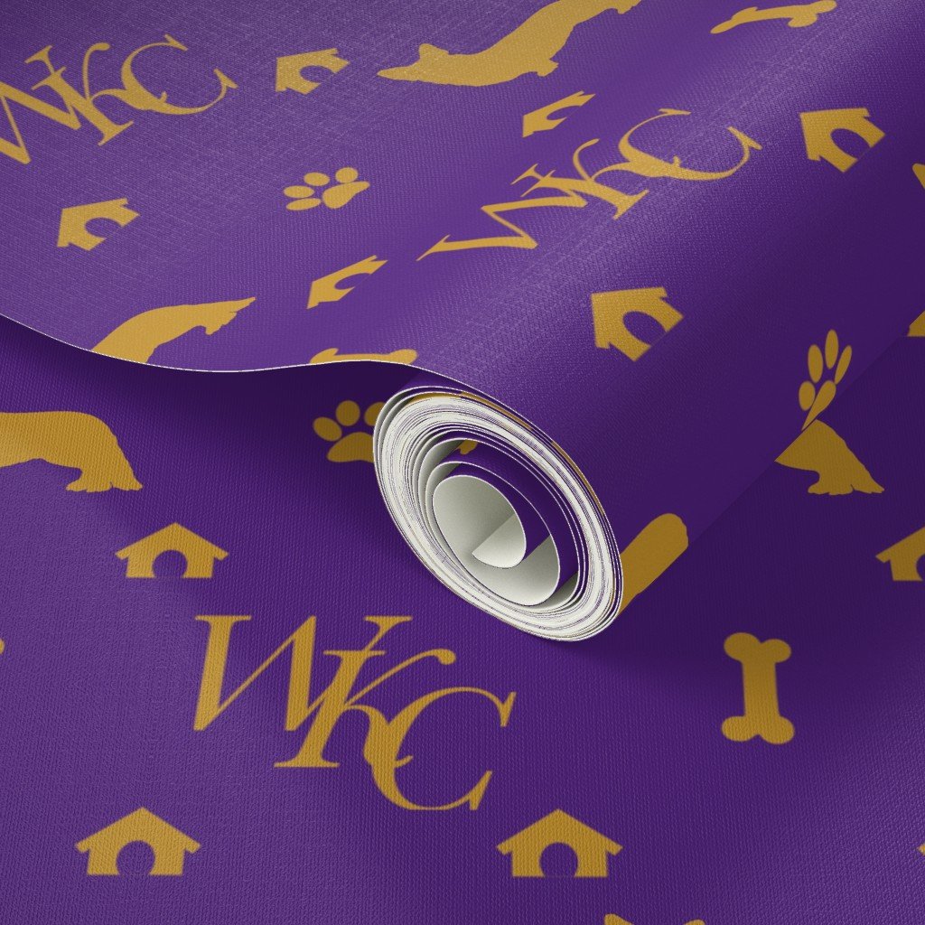 WKC Cardigan Corgis on Purple and Gold Wallpaper kennel club wallpaper