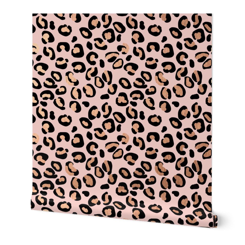 Leopard Rose Gold Shiny Spots on Pink Wallpaper rose gold wallpaper