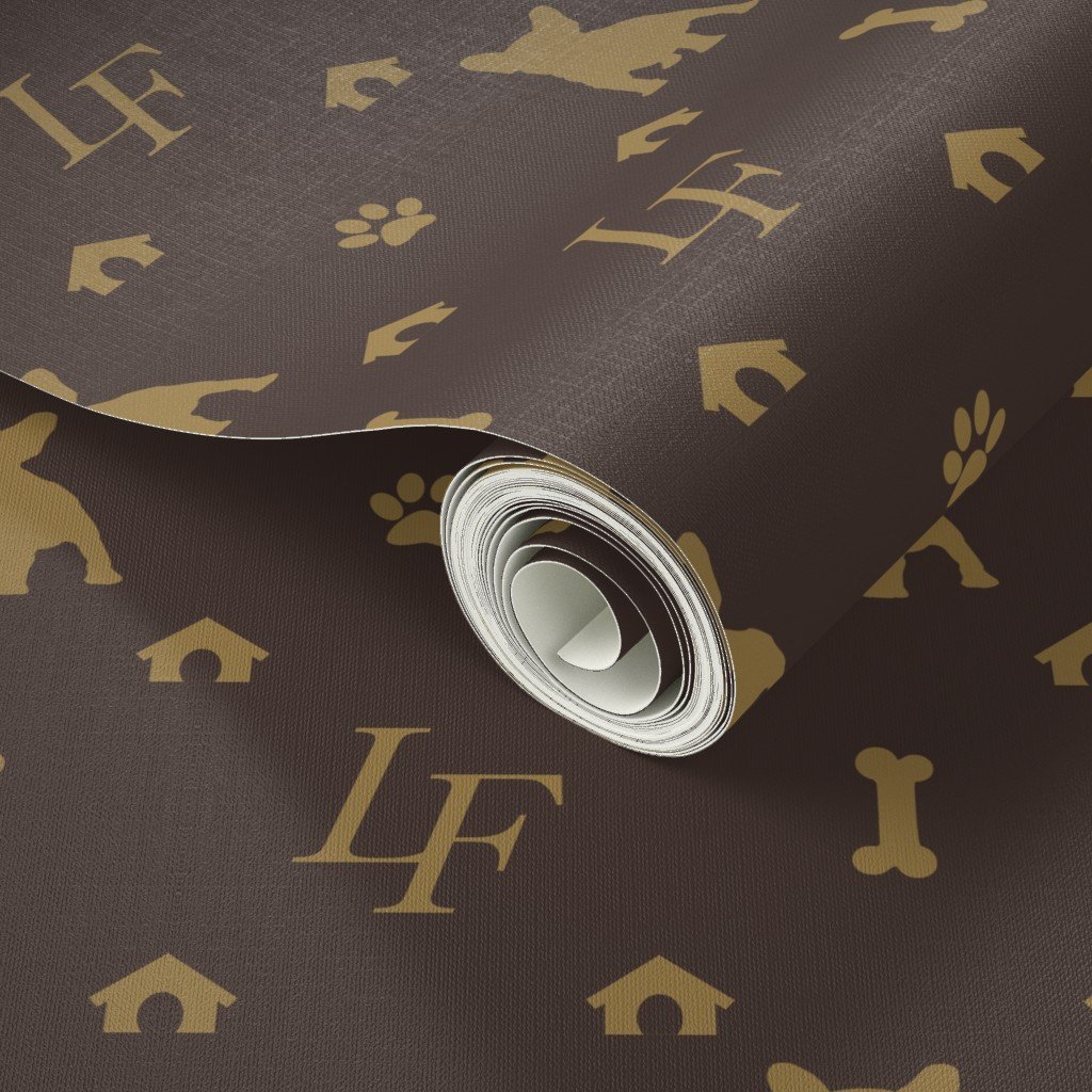 Mini Louis Frenchie Bulldog Luxury Dog Attire Print Wallpaper luxury dog print wallpaper