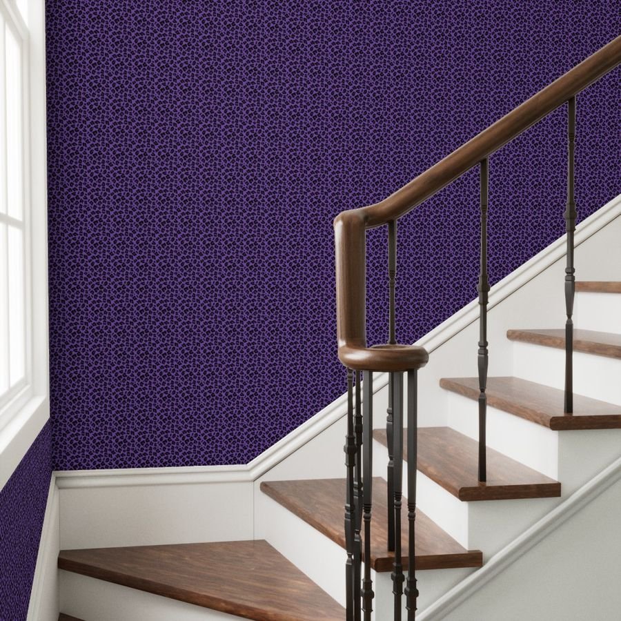 Leopard Spots Animal Repeat Pattern Print in Purple and Black Wallpaper leopard pattern wallpaper
