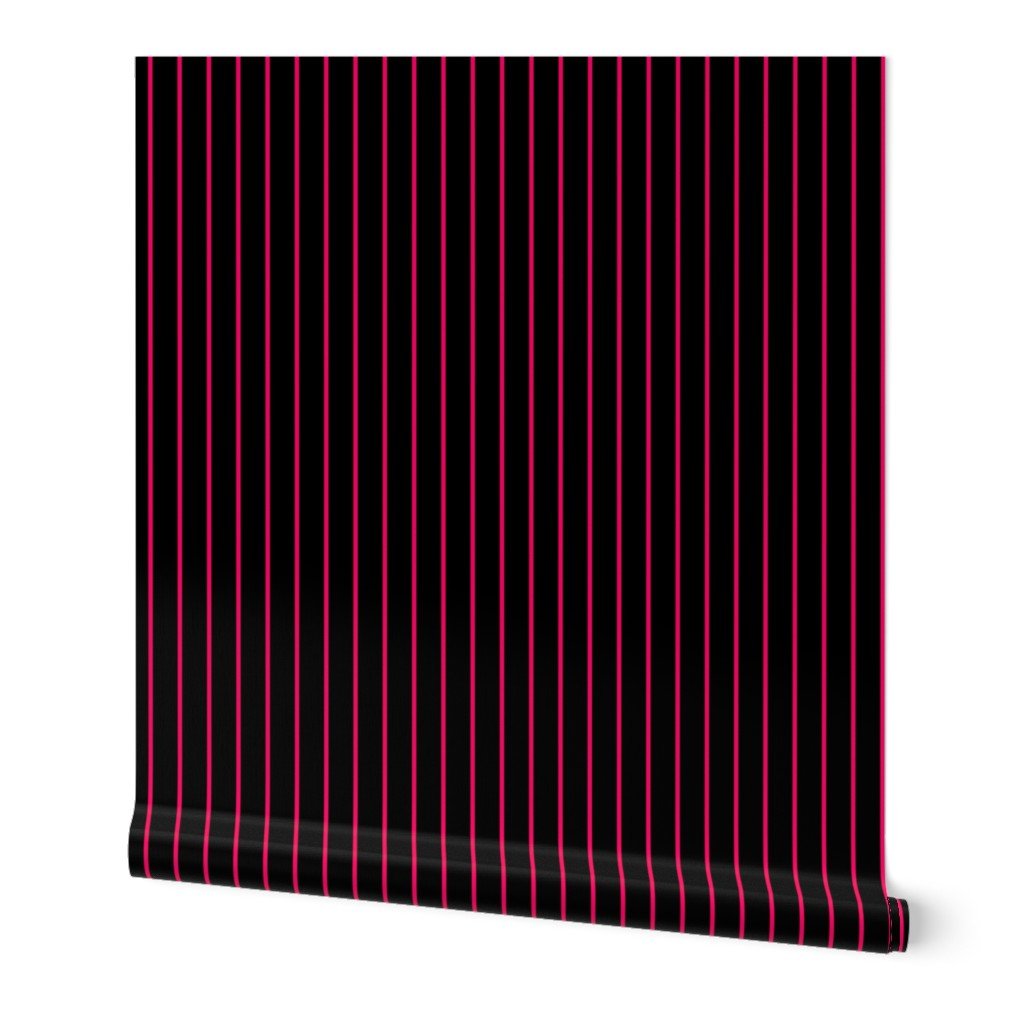 Classic wider 1 Inch Bright Hot Pink Pinstripe on a Black Background Wallpaper pink pinstripe wallpaper