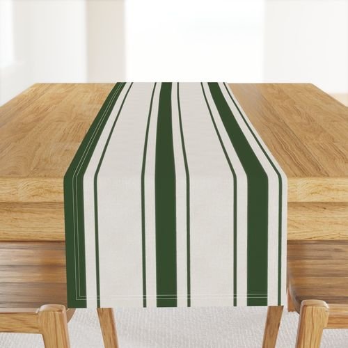 Forest Green Antique Vintage Mattress Ticking Stripe on Cream Decor Collection Home Decor Collection mattress ticking str table runner design