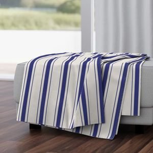 Medium Cornflower Blue Antique Vintage Mattress Ticking Stripe on Cream Home Decor Collection Home Styling Collection antique stripe throw blanket design