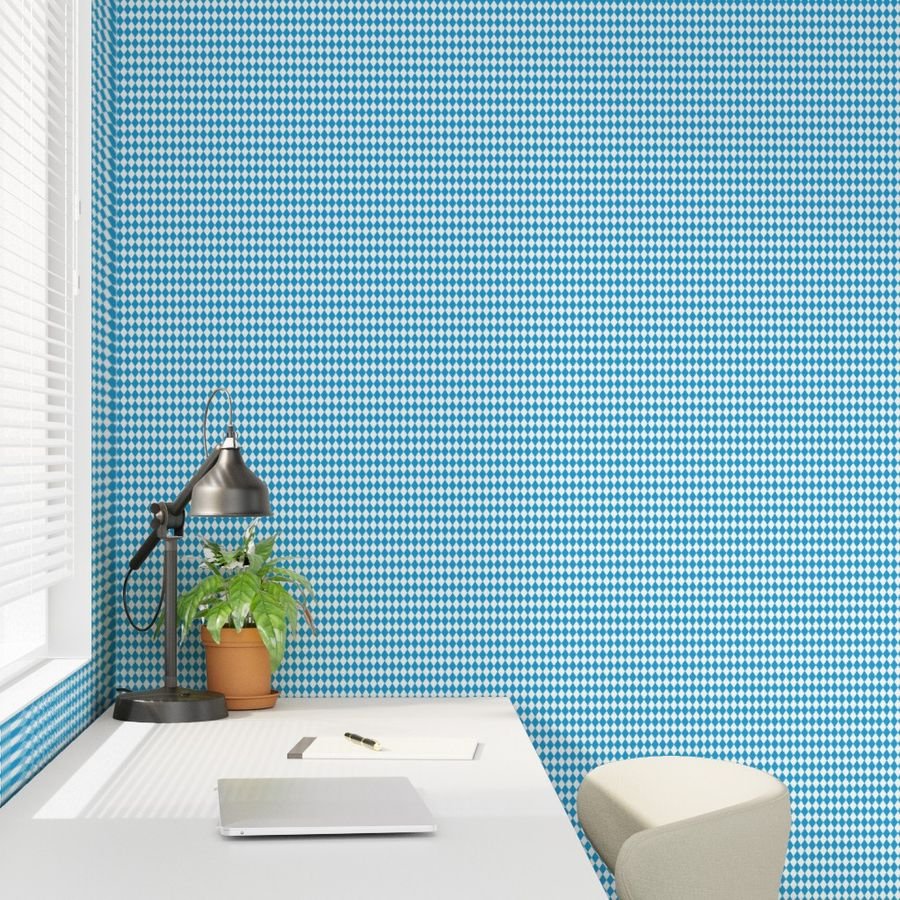 Oktoberfest Bavarian Beer Festival Blue and White 1/2 inch Diagonal Wallpaper blue and white wallpaper