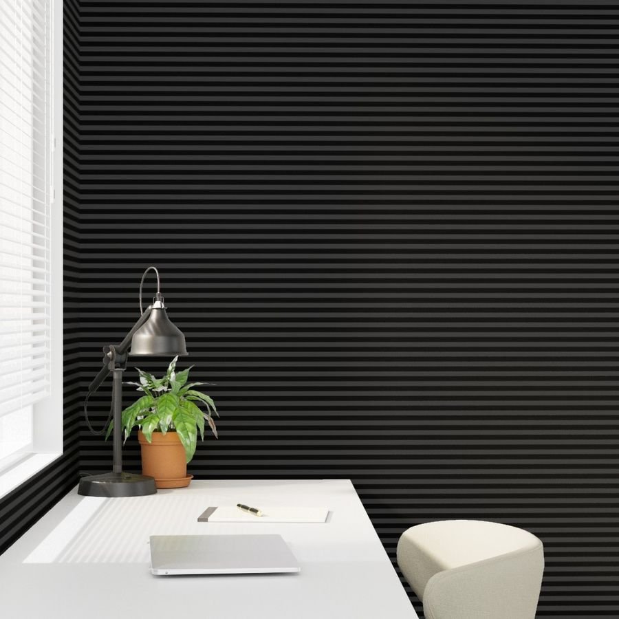 Halloween Holiday 1/2 inch Black and Shadow Grey Witch Stripes Wallpaper shadow stripe wallpaper