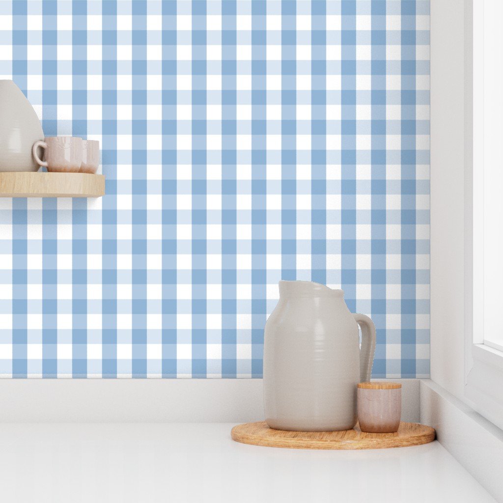 1 inch Airy Blue Gingham Check Wallpaper blue check wallpaper