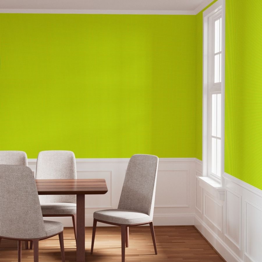 Green on Yellow on Lemon and Lime Grid 1/2 inch Wallpaper bright wallpaper