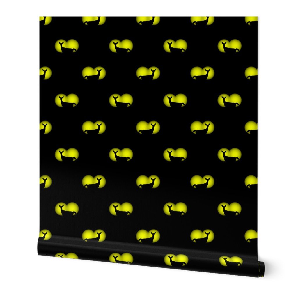 Deer Caught in Headlights- Bright Yellow Eyes in the Dark Wallpaper buck wallpaper