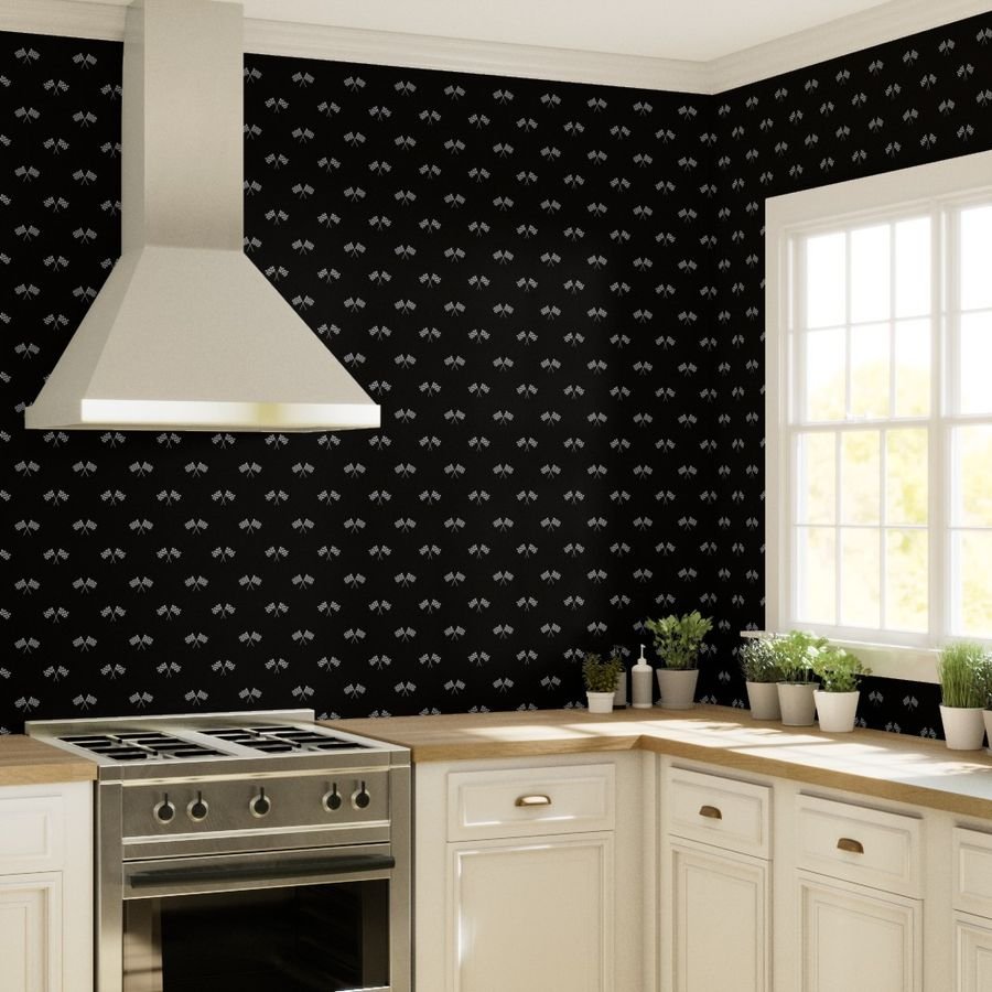 Small Black and White Classic Chequered Flags on Black Wallpaper classic racing car wallpaper