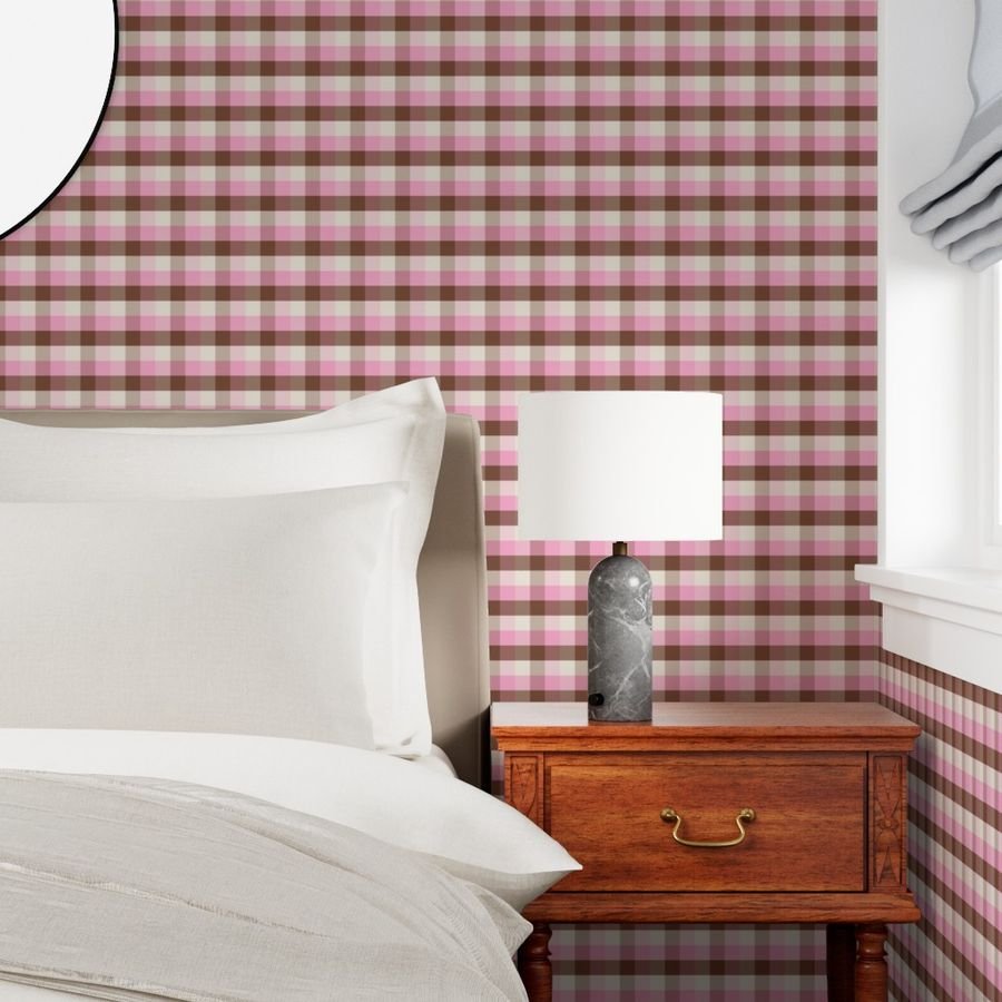 Vanilla Chocolate Strawberry Ice Cream Check 1 inch Wallpaper pink stripe wallpaper