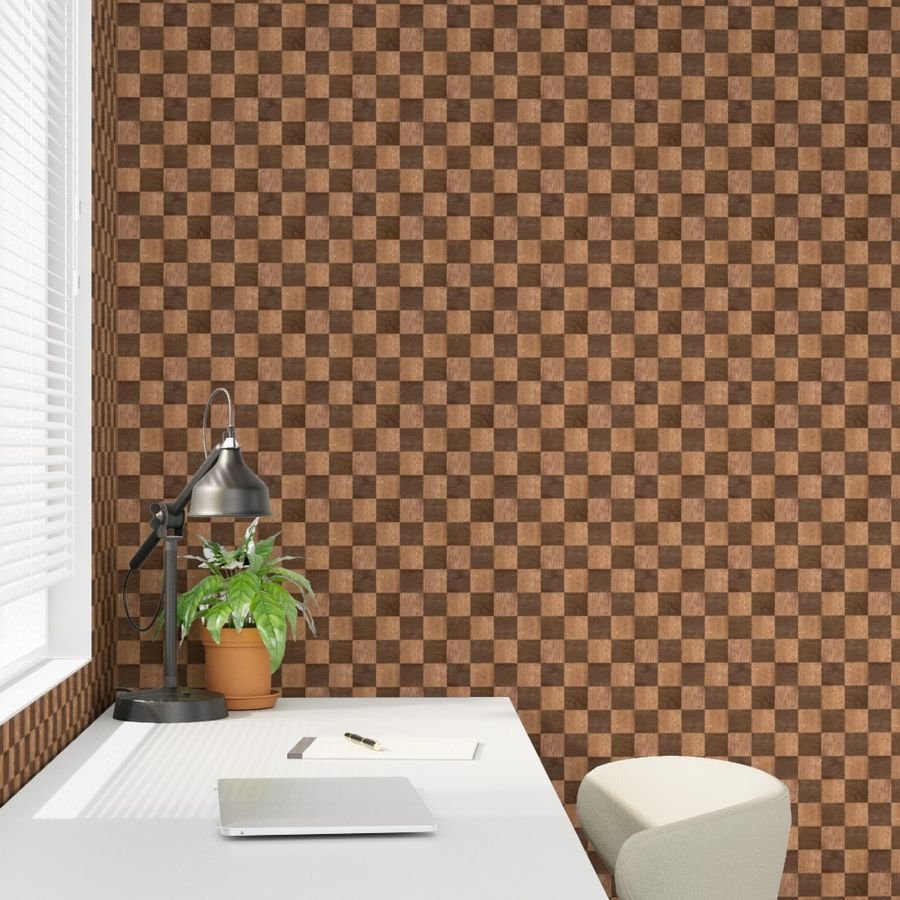 2 inch Dark Wood Checkerboard Chess Marquetry Pattern Wallpaper check wallpaper