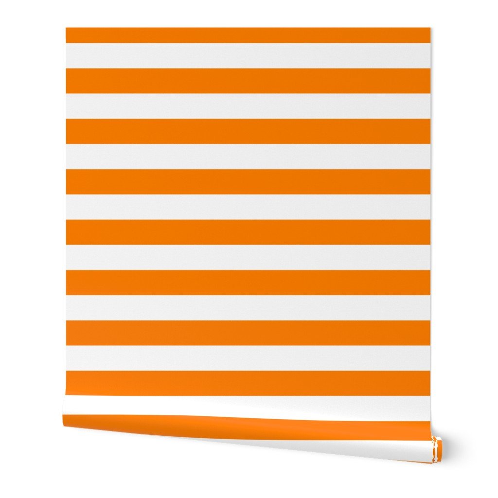 Florida Orange and White Horizontal Stripes Wallpaper orange stripes wallpaper