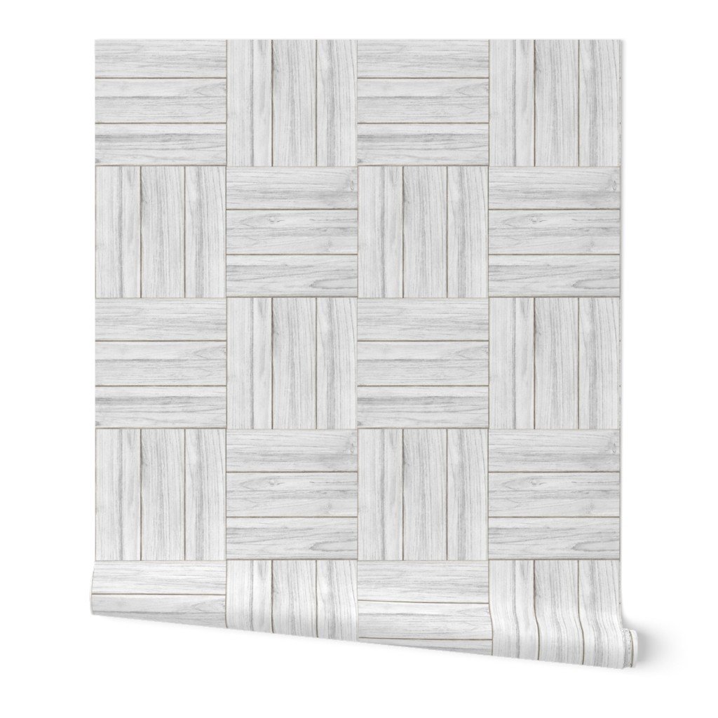 Whitewashed Geometric Parquet Wooden Planks 3 inch Wallpaper wood pattern wallpaper