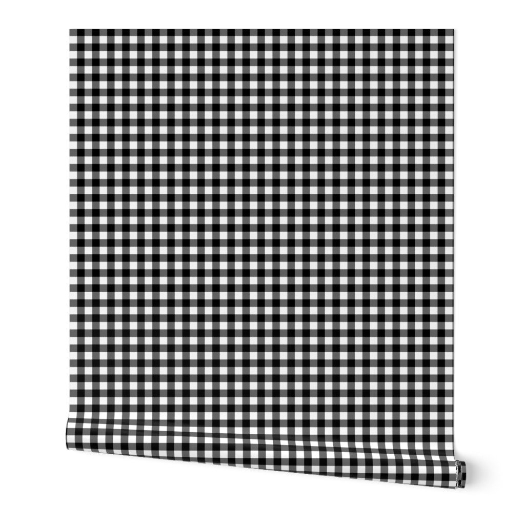 Black Color Classic Small Half Inch Gingham Check Tartan Plaid Wallpaper black gingham wallpaper