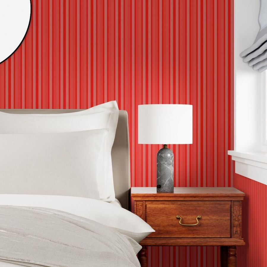 Small Coral Shades Modern Interior Design Stripe Wallpaper mattress ticking str wallpaper