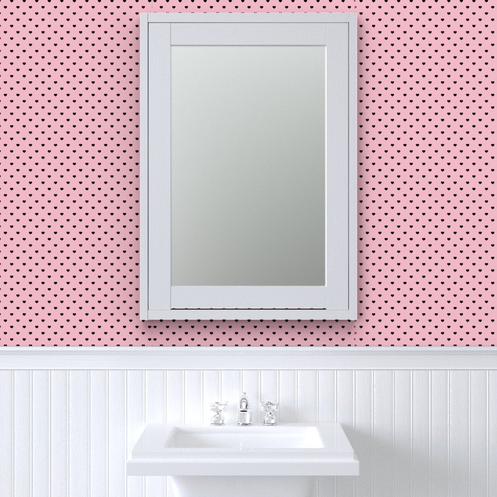 Mini Black Valentines Polkadot Love Hearts on Cotton Candy Wallpaper love heart wallpaper
