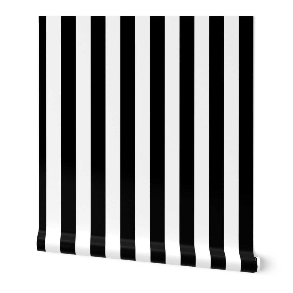 Classic 2 Inch Black and White Modern Cabana Upholstery Stripes Wallpaper black and white stri wallpaper