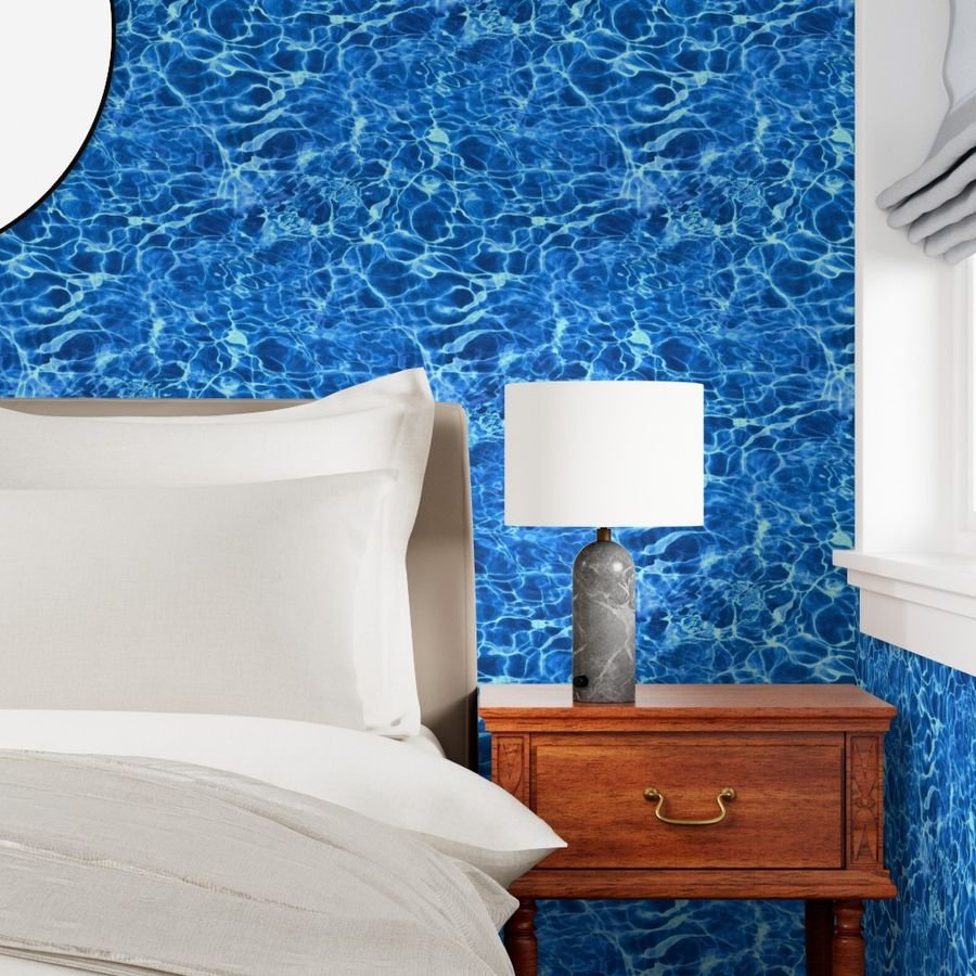 Blue Pool Water Ripple Reflections with Shimmering Summer Waves Wallpaper water waves wallpaper