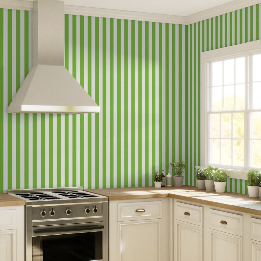 Lime and White 2 Inch Vertical Cabana Stripes Wallpaper table runners wallpaper
