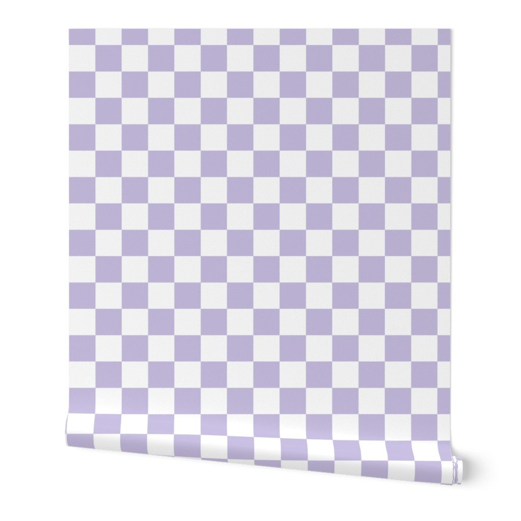 Two Inch Checks in Springtime Lavender and White Wallpaper lavender white wallpaper