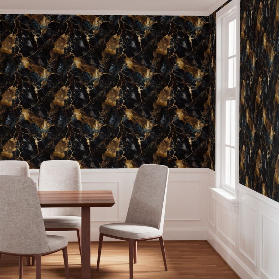 Black and Gold Alcohol Ink 1 Wallpaper inky swirls wallpaper