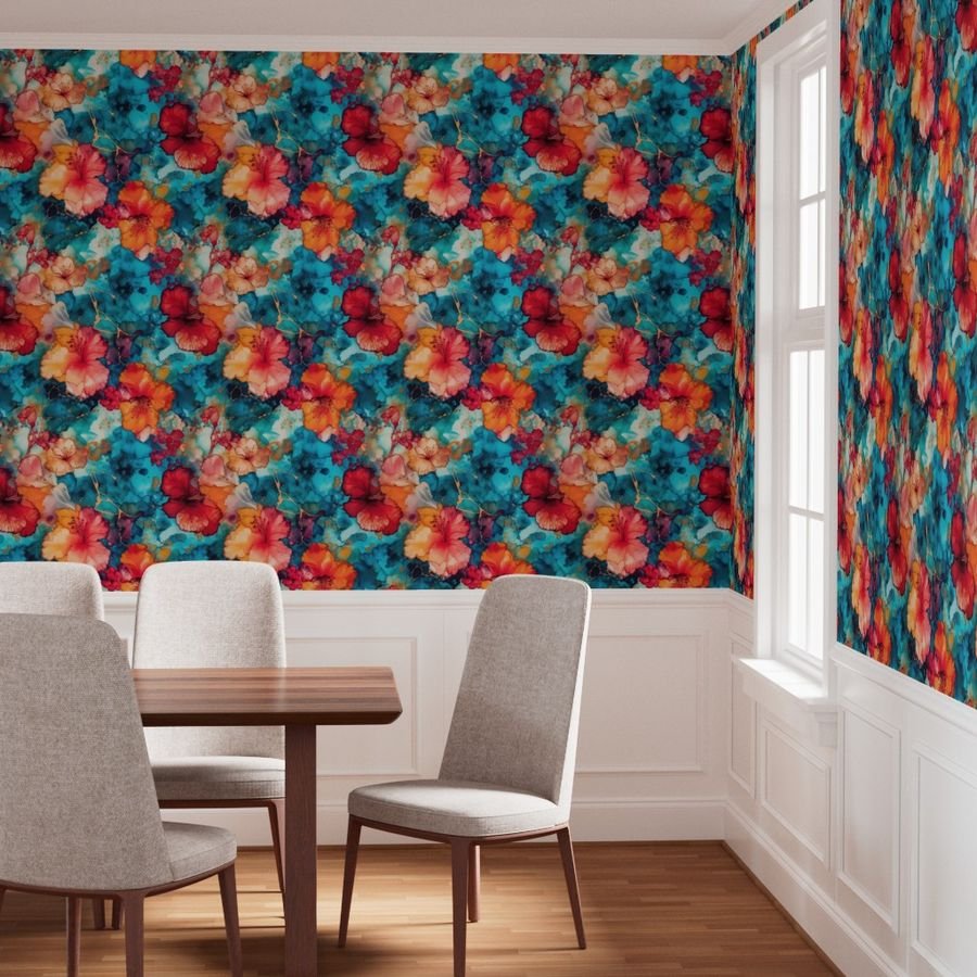 Hawaiian Alcohol Ink Wallpaper inky pattern wallpaper