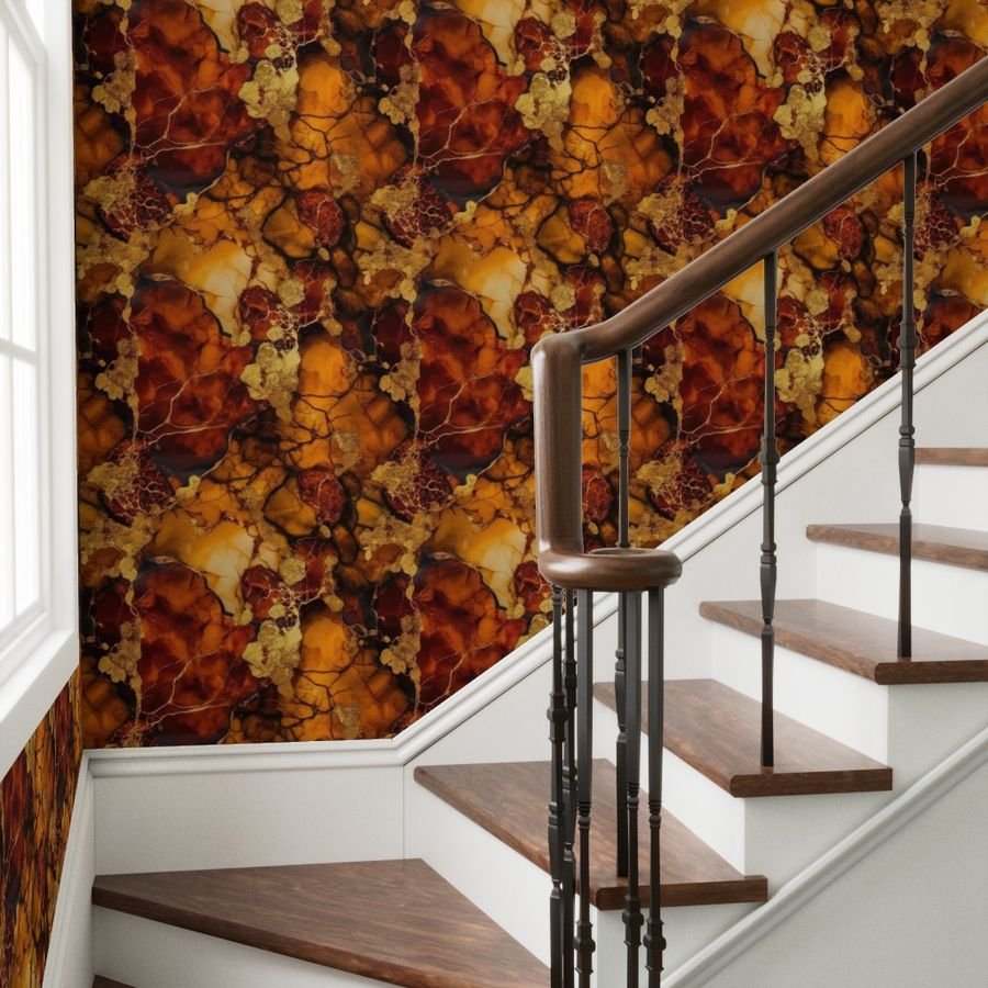 Amber and Gold Alcohol Ink 4 Wallpaper inky swirls wallpaper