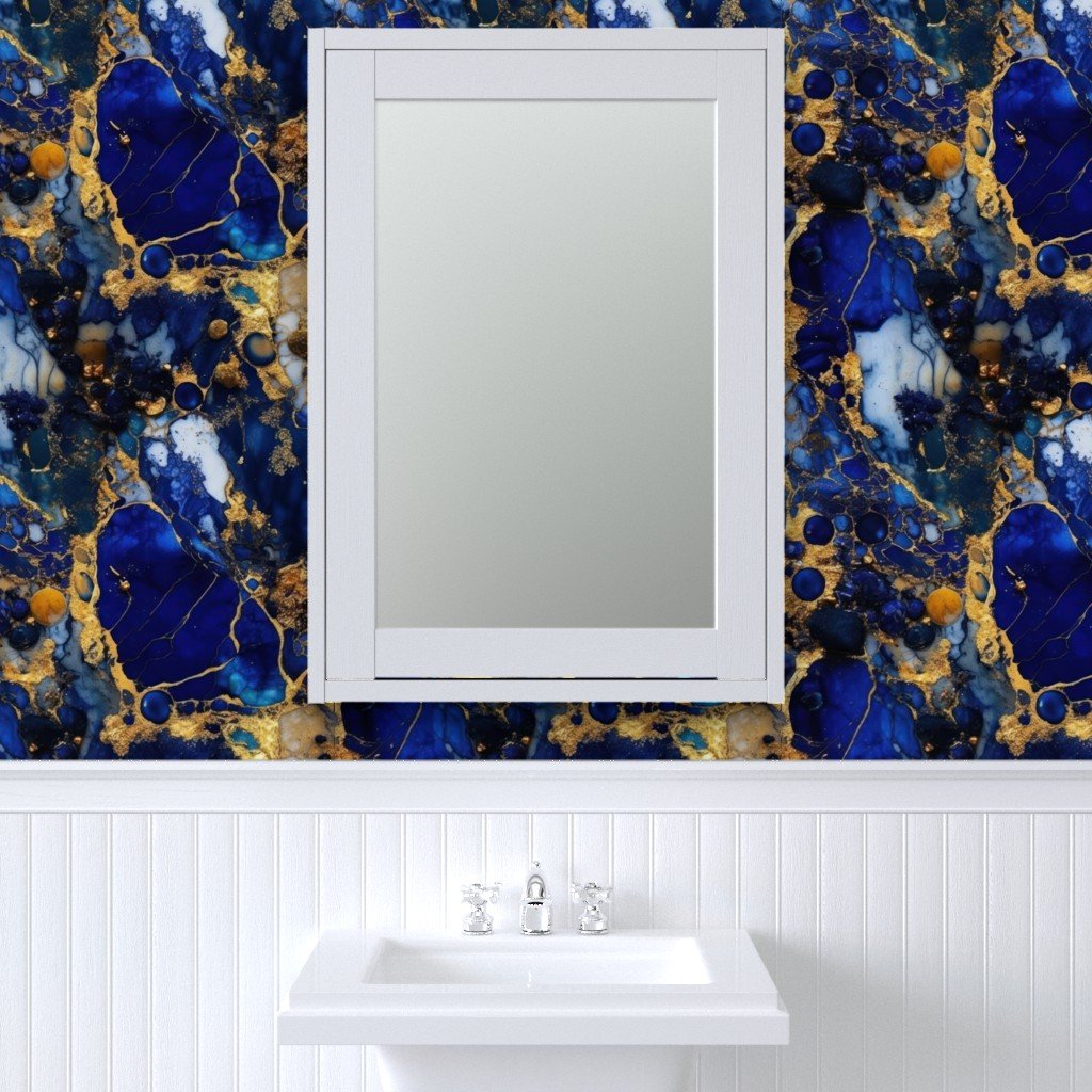 Lapis Lazuli and Gold Alcohol Ink 4 Wallpaper marbled ink wallpaper