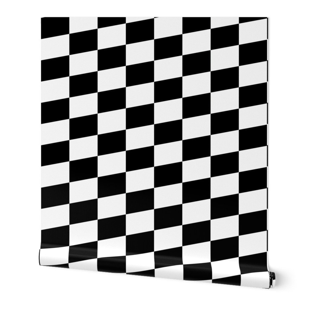 Large Black and White Racing Check/Flag Pattern Wallpaper black white checks wallpaper