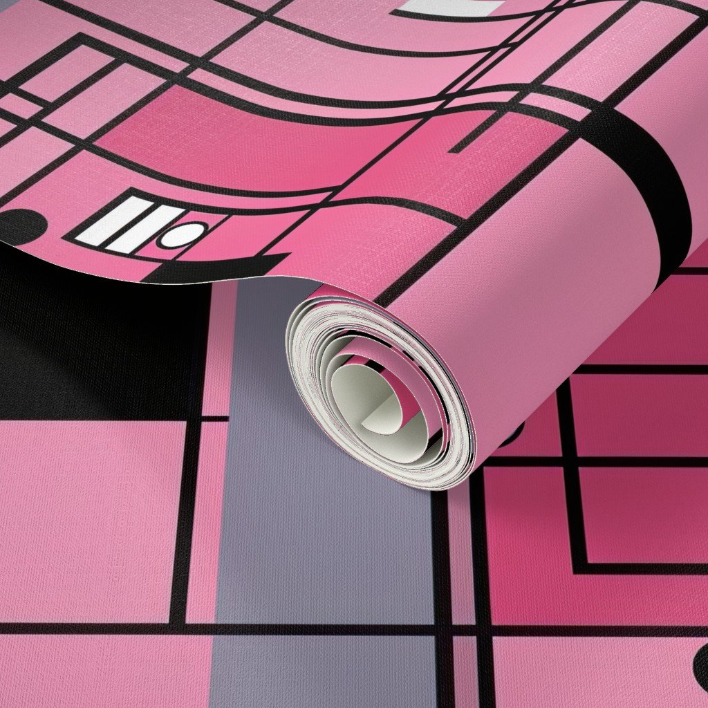 De Stijl Geometric Color Pattern in Pink Wallpaper geometric pattern wallpaper