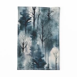 Endless Winter Dreamscape Trees in Misty Forest Decor Collection Design Collection winter trees tea towel design