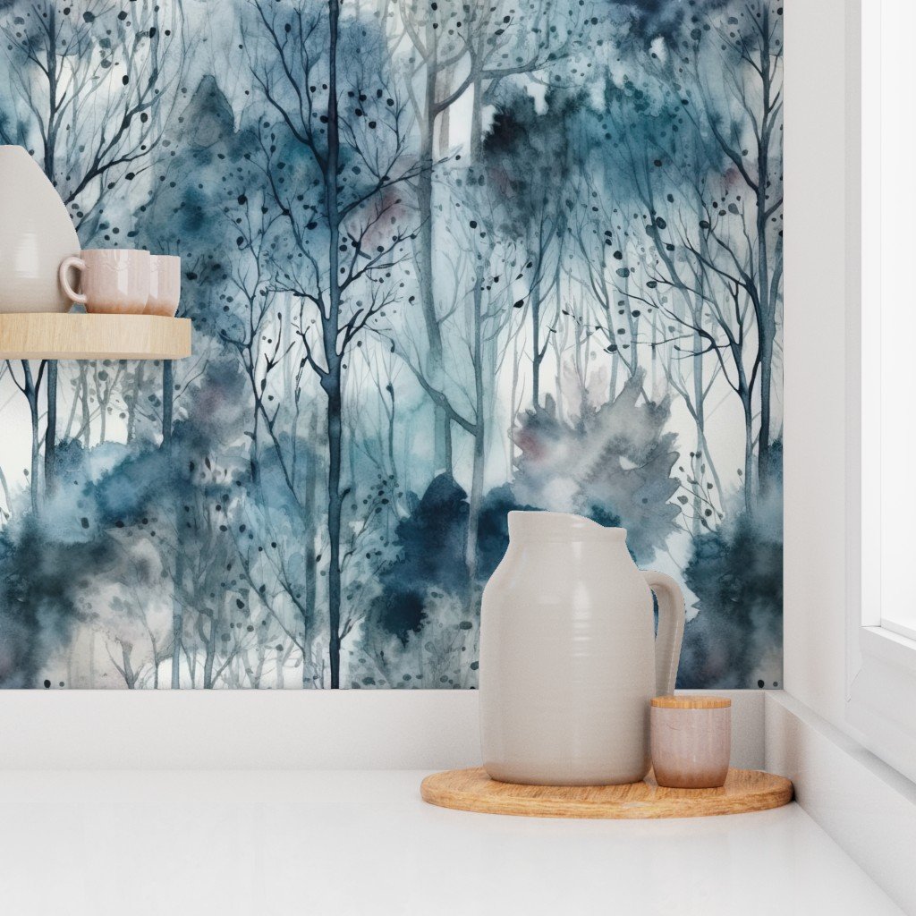 Endless Winter Forest Dreamscape Trees in Misty Forest Wallpaper endless forest wallpaper