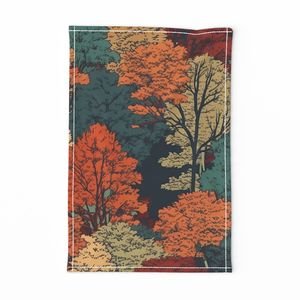 New England Endless Forest Fall Trees Home Styling Collection Home Styling Collection autumn garden tea towel design
