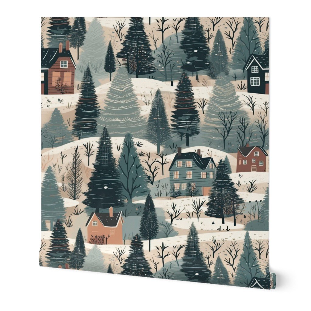 Montana Winter Cabins Montana with Evergreens Wallpaper montana forest wallpaper