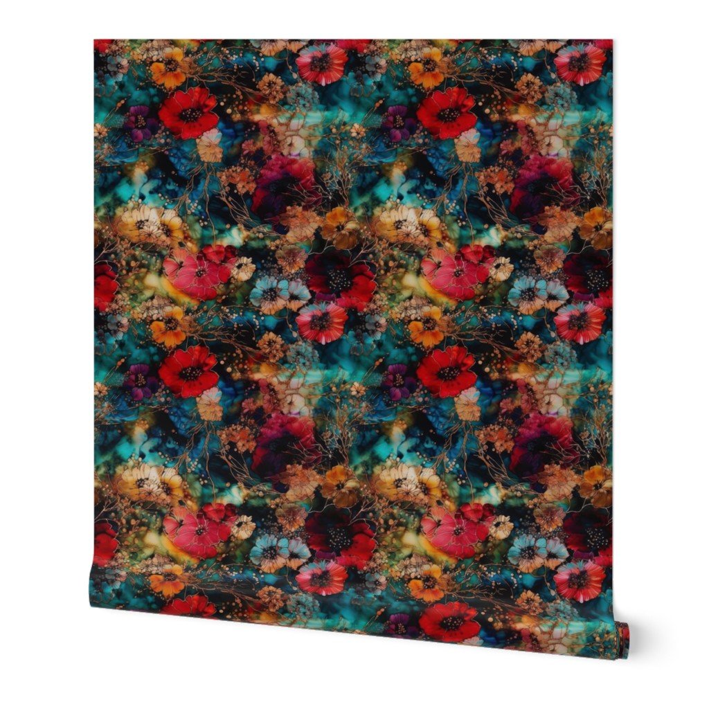 Small Japanese Alcohol Ink Wallpaper japanese floral wallpaper