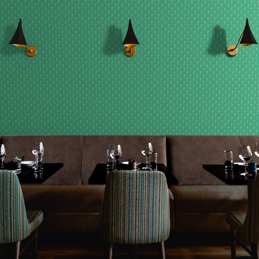 Mini Lady Liberty Statues Repeat in Beguiling Green Wallpaper solid green wallpaper