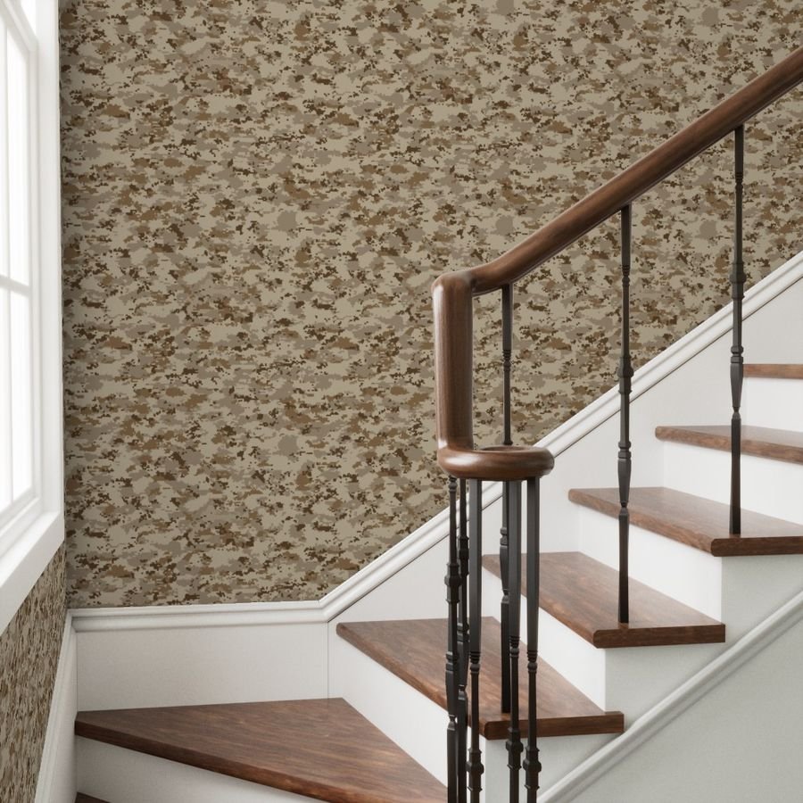 Digital Camouflage in Pixellated Swatches of Kkaki Beige Tan and Rust Wallpaper air force wallpaper