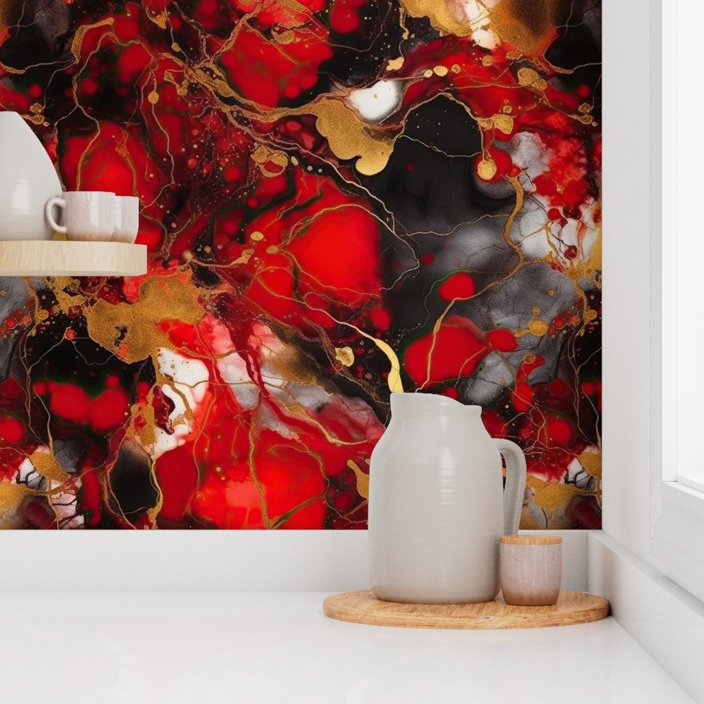 Red Black and Gold Alcohol Ink 2 Wallpaper metallic gold wallpaper
