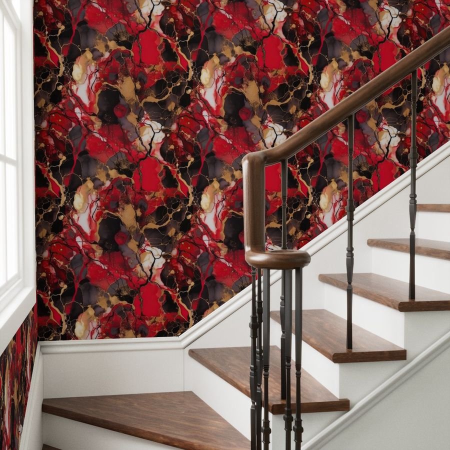 Red Black and Gold Alcohol Ink 3 Wallpaper metallic gold wallpaper