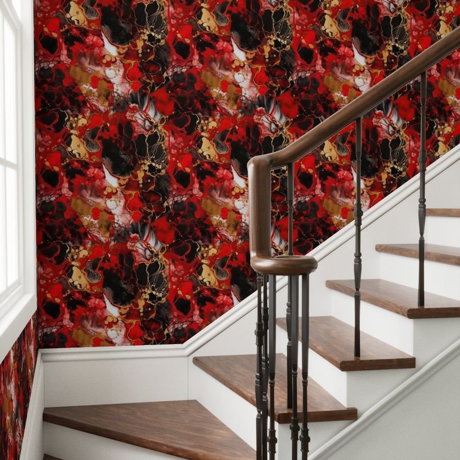Red Black and Gold Alcohol Ink 4 Wallpaper metallic gold wallpaper