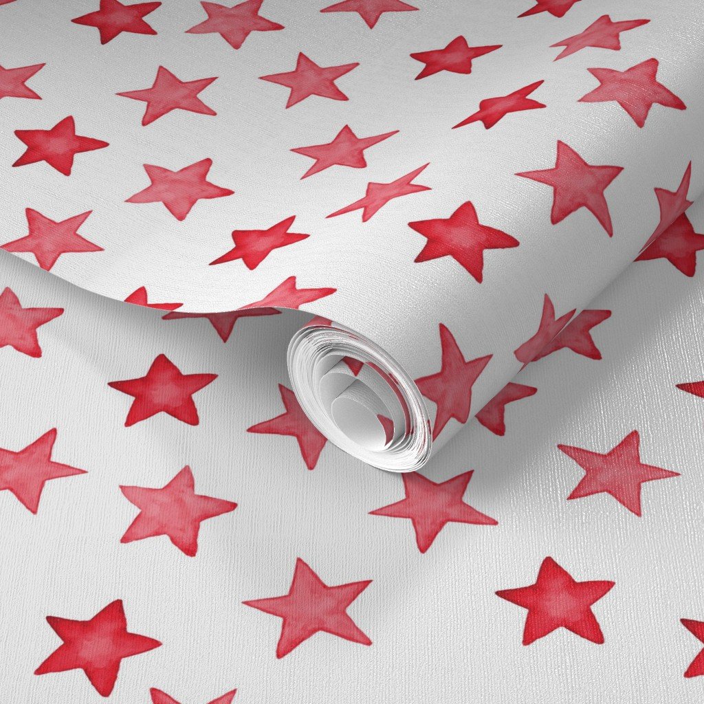 Faded Red Christmas Stars on White Wallpaper christmas pattern wallpaper