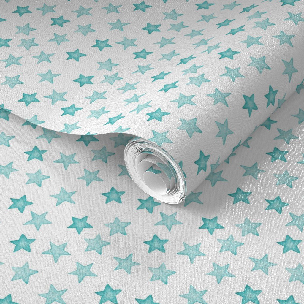 Small Faded Aqua Christmas Stars on White Wallpaper christmas star wallpaper