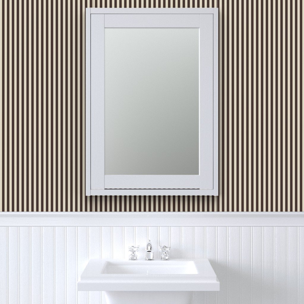 Half Inch Pencil Stripes Cream and Chocolate Wallpaper cream stripes wallpaper