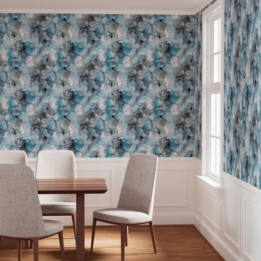 Dusk Blue Grey Alcohol Liquid Ink Swirls Wallpaper dusk swirls wallpaper
